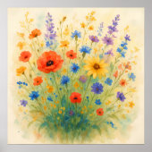 Wildblumen Wiese - Aquarellmalerei Art Poster (Vorne)