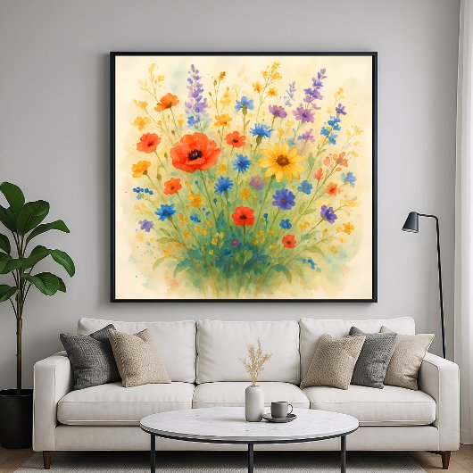 Wildblumen Wiese - Aquarellmalerei Art Poster