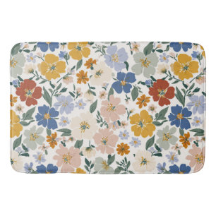 Wildblumen-Wiese Boho-Muster Badematte