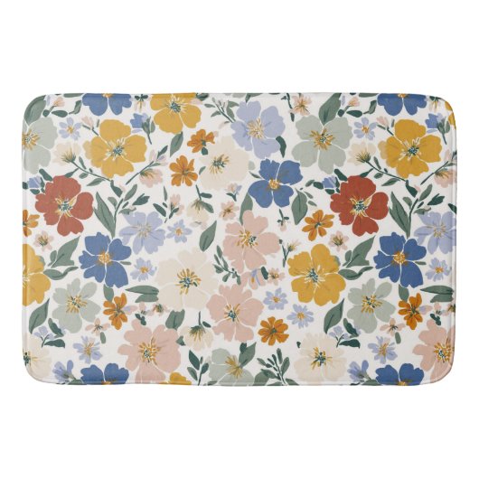 Wildblumen-Wiese Boho-Muster Badematte (Vorderseite)