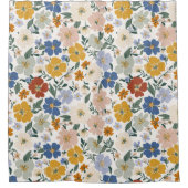 Wildblumen-Wiese Boho-Muster Duschvorhang (Vorderseite)