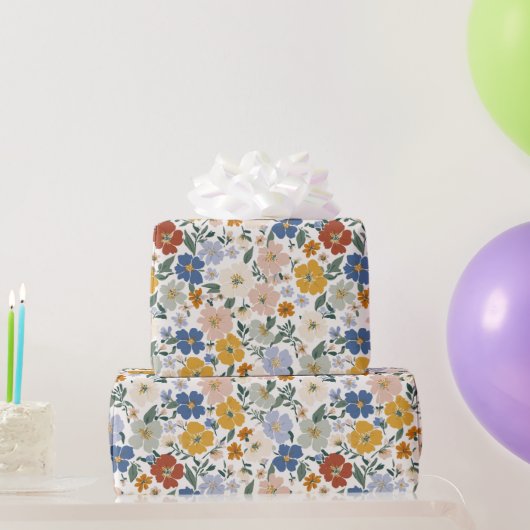 Wildblumen-Wiese Boho-Muster Geschenkpapier (Partygeschenke)