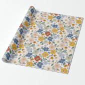 Wildblumen-Wiese Boho-Muster Geschenkpapier (Ungerollt)