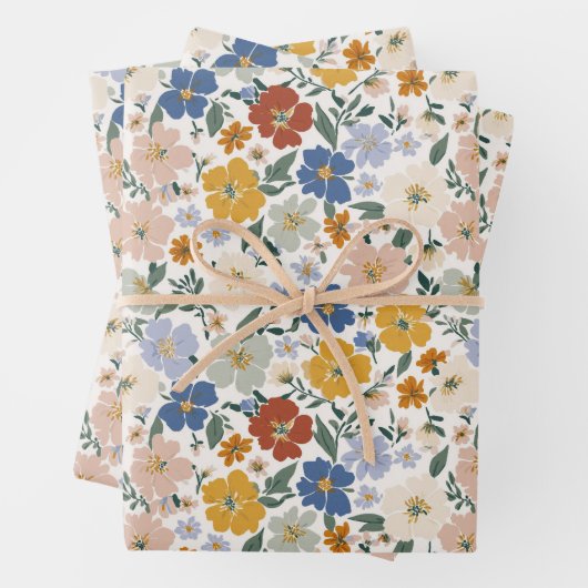 Wildblumen-Wiese Boho-Muster Geschenkpapier Set (Beispiel)