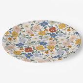 Wildblumen-Wiese Boho-Muster Pappteller (Schrägansicht)