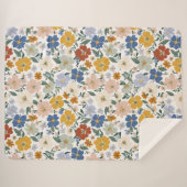 Wildblumen-Wiese Boho-Muster Sherpadecke (Vorderseite (Horizontal))