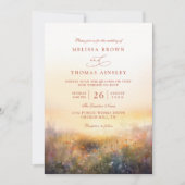 Wildblumen Wiese Erdige Elegante QR-Code Hochzeit Einladung (Vorderseite)