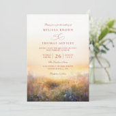 Wildblumen Wiese Erdige Elegante QR-Code Hochzeit Einladung (Stehend Vorderseite)