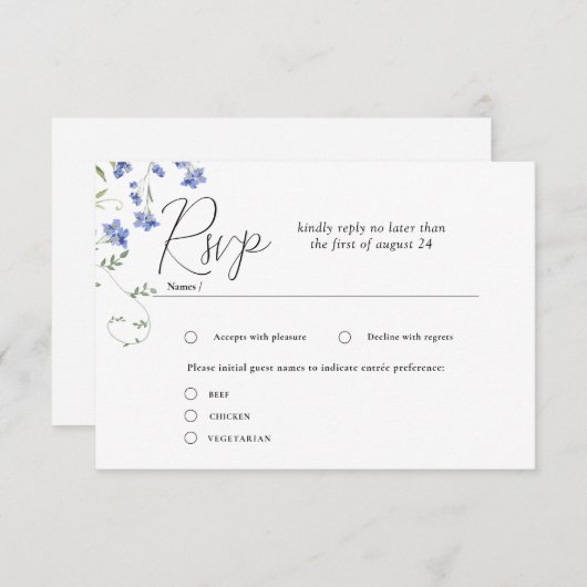 Wildblumen-Wiese für Hochzeitsszenarien Begleitkarte (Vorne/Hinten)