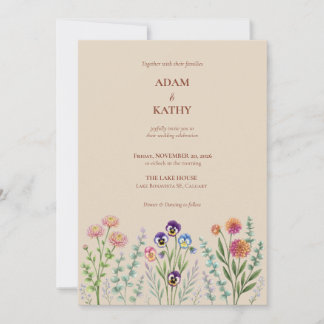 Wildblumen-Wiesen-Blumen-Hochzeitseinladung Einladung