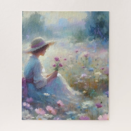 Wildblumen-Wiesen-Mädchen Puzzle (Vertikal)