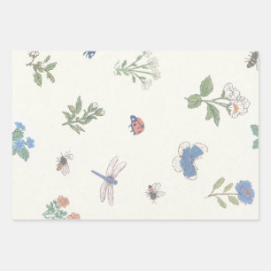 Wildblumen-Wiesen-Muster Botanischer Garten Floral Geschenkpapier Set