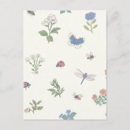 Wildblumen-Wiesen-Muster Botanischer Garten Floral Postkarte