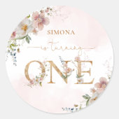 Wildblumen wild Ein blühendes Mädchen Rosa Runder Aufkleber (Vorderseite)