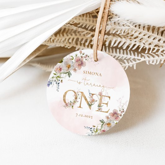 Wildblumen Wild Ein rötlich-rosa-Mädchen Geburtsta Geschenkanhänger