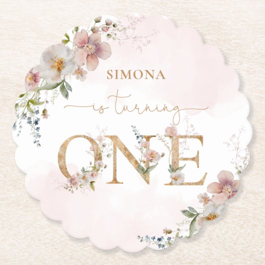 Wildblumen Wild Ein rötlich-rosa-Mädchen Geburtsta Untersetzer (Vorderseite)