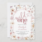 Wildblumen Wild One 1. Geburtstag Einladung (Vorderseite)