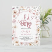Wildblumen Wild One 1. Geburtstag Einladung (Stehend Vorderseite)