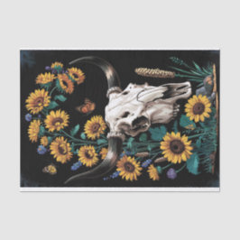 Wildblumen & Wilder Westen, Skull & Blooms Dekoupa Seidenpapier