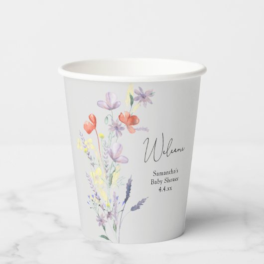 Wildblumen willkommen pappbecher (Rückseite)