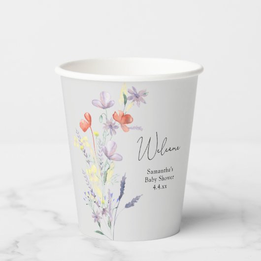 Wildblumen willkommen pappbecher (Vorderseite)