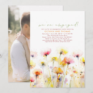 Wildblumen Wir sind ein Verlobtes Foto der Engagem Einladung