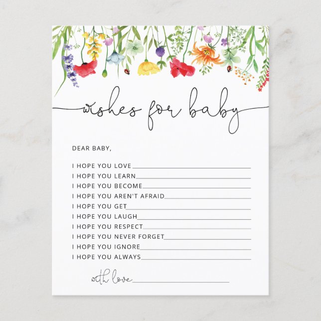 Wildblumen wollen Baby Shower Game (Vorderseite)