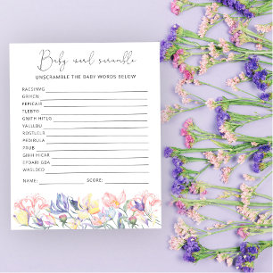 Wildblumen Word Scramble Baby Showspiel