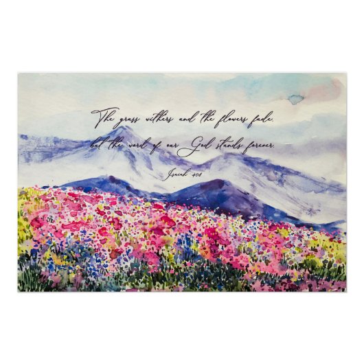 Wildblumen, Worte Gottes stehen Poster (Vorderseite)