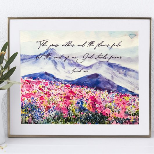 Wildblumen, Worte Gottes stehen Poster