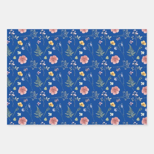 Wildblumen Wrapping Paper Flat Sheet Set 3 Geschenkpapier Set (Vorderseite 3)