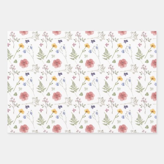 Wildblumen Wrapping Paper Flat Sheet Set 3 Geschenkpapier Set (Vorderseite 2)
