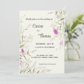 Wildblumen, wunderschöne Blume, von Hand gezeichne Einladung (Stehend Vorderseite)