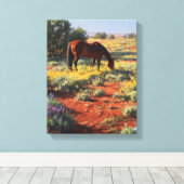 Wildblumen-Wüstenweide-Pferdekunst Leinwanddruck (Insitu (Holzboden))