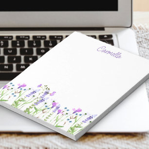 Wildblumen Zarte Lila Florale Personalisierte Notizblock