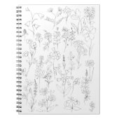 Wildblumen zeichnend schwarz-weiß notizblock (Vorderseite)