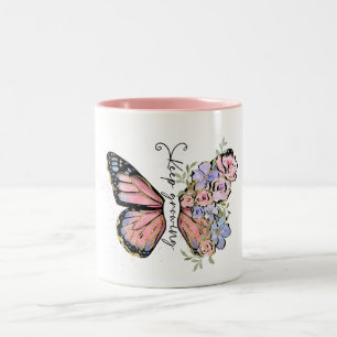 Wildblumen-Zitat 'Wachse weiter' Zweifarbige Tasse