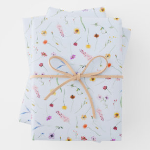 Wildblumen zu Blue Geschenkpapier Set
