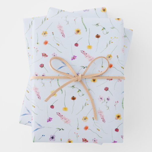 Wildblumen zu Blue Geschenkpapier Set (Beispiel)