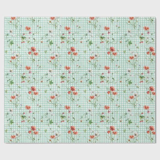 Wildblumen zu Gingham Geschenkpapier (Flach)