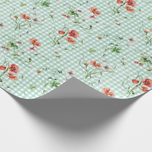 Wildblumen zu Gingham Geschenkpapier (Ecke)