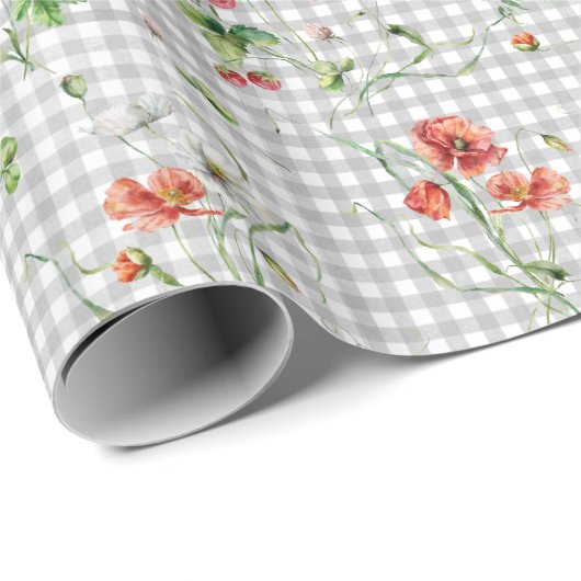 Wildblumen zu Gingham Geschenkpapier (Rolleneckpunkt)