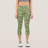 Wildblumen zu Grün Capri Leggings (Vorderseite)