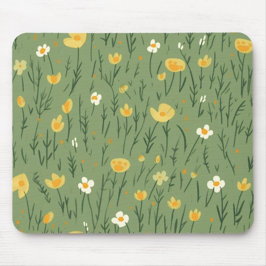 Wildblumen zu Grün Mousepad (Vorne)