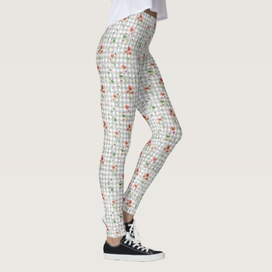 Wildblumen zu Silver Gingham Leggings (Rechts)