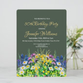 Wildblumen zum 50. Geburtstag Einladung (Stehend Vorderseite)