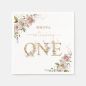 Wildblumen zum ersten Geburtstag Wild Eins rot Serviette (Vorderseite)