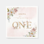 Wildblumen zum ersten Geburtstag Wild Eins rot Serviette (Vorderseite)