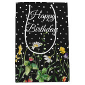 Wildblumen zum Geburtstag auf Polka-Punkten Mittlere Geschenktüte (Vorderseite)