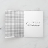 Wildblumen zum Geburtstag auf Silver Gingham Karte (Innenseite)